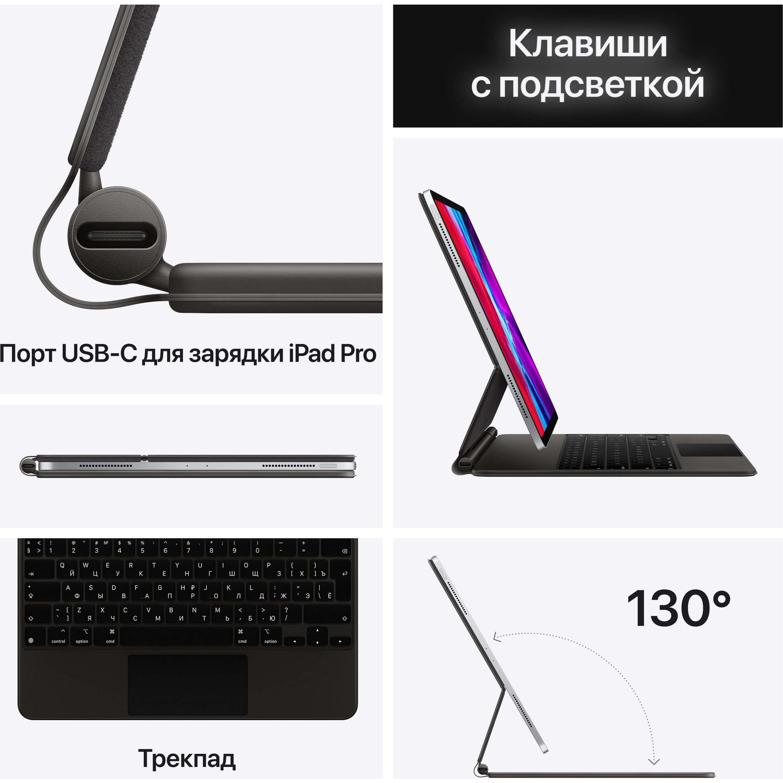 Клавиатура Apple Magic Keyboard for 12.9-inchiPad Pro (4th generation) 12 дюймов, русская раскладка
